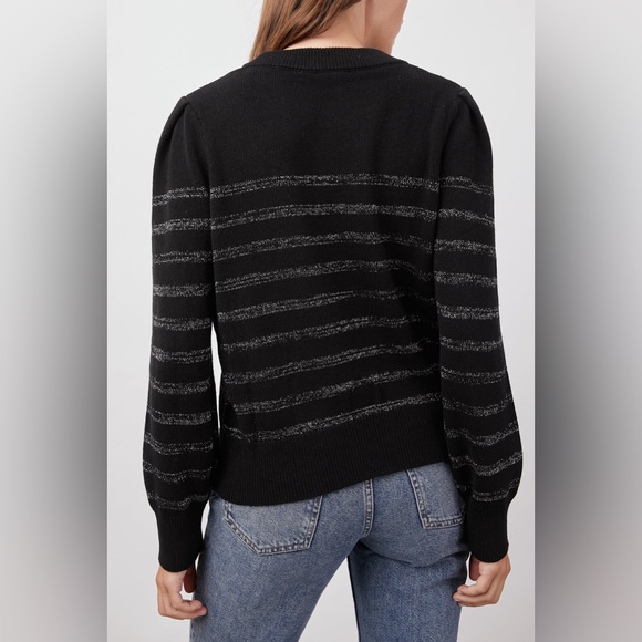 RAILS Allegra Black Metallic Stripe Cotton & Cashmere Sweater - Picture 3 of 16